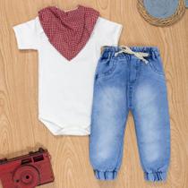 Conjunto Princesa Moderna Body, Calça, Bandana Vermelho Poá Conjunto Princesa Moderna Body, Calça, Bandana Vermelho Poá