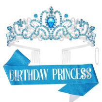 Conjunto Princess Crown and Sash CIEHER Blue Birthday para meninas