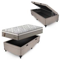 Conjunto Probel Cameron Box Baú Max Ultra Suede Bege Solteiro 88x188x72cm