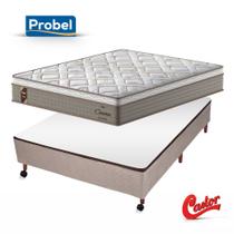 Conjunto Probel Cameron Euro Pillow Box Castor Revolution Híbrido Bege Casal 138x188x70cm
