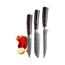 Conjunto Profissional De Facas De Cozinha Damasco: Faca De Chef, Desossadora, Cutelo E Santoku Com
