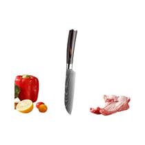Conjunto Profissional De Facas De Cozinha Damasco: Faca De Desossar, Cutelo De Carne E Santoku Com