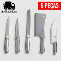 Conjunto Profissional de Facas para Cozinha Peixeira Pão Desossa Cutelo Aço Inox Alta Qualidade