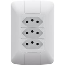 Conjunto pronto 3 tomadas 2p+t 10a/250v branco - tramontina aria Conjunto pronto 3 tomadas 2p+t 10a/250v branco - tramontina aria