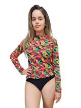 Conjunto proteção UV feminino praia - camiseta e calcinha