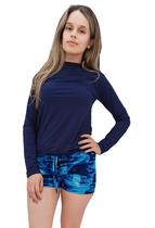 Conjunto proteção UV feminino praia - camiseta e short praia
