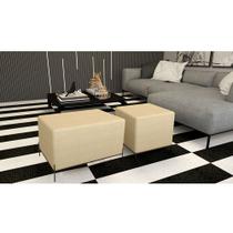 Conjunto Puff Barcelona e Puff Sevilha Bege/preto