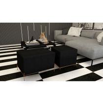 Conjunto Puff Barcelona e Puff Sevilha Preto/cobre Conjunto Puff Barcelona e Puff Sevilha Preto/cobre