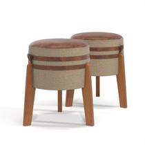 Conjunto Puff Pix Bege com Acabamento Sofisticado e Estilo Contemporâneo