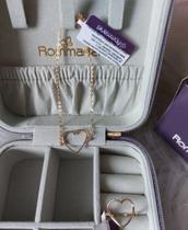 Conjunto pulseira e anel coração