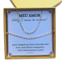 Conjunto pulseira e corrente masculina presente 5 meses de namoro para o namorado