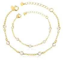 Conjunto Pulseiras Mãe & Filha Pontos Luz Folheada A Ouro Conjunto Pulseiras Mãe & Filha Pontos Luz Folheada A Ouro