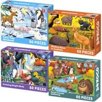 Conjunto Puzzle QUOKKA de 4x60 peças para crianças de 4 a 6 anos - Animais Conjunto Puzzle QUOKKA de 4x60 peças para crianças de 4 a 6 anos - Animais