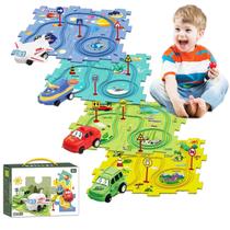 Conjunto Puzzle Racer Car Track RAESOUL 4 em 1 com 4 conjuntos para crianças