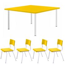Conjunto Quadrado c/ 04 Cadeiras COR AMARELO TAMPO PLÁSTICO 06 a 09 Anos JUVENIL 44005 Conjunto Quadrado c/ 04 Cadeiras COR AMARELO TAMPO PLÁSTICO 06 a 09 Anos JUVENIL 44005