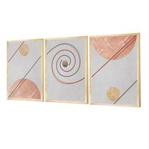 Conjunto Quadro Abstrato Linhas Círculos Elegante Para Sala