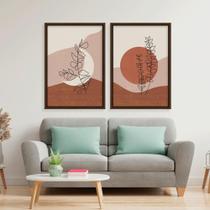 Conjunto Quadro Decorativo Abstrato Marron para sala - escritório