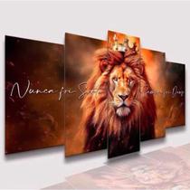 Conjunto Quadro Decorativo Mosaico Leão de Juda Decoração para Sala de Jantar Quarto Casal