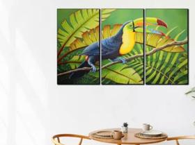 Conjunto Quadro Decorativo tropical tucano"