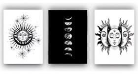 Conjunto Quadro Fases Da Lua Sol "