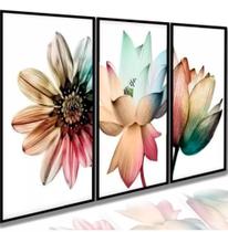 Conjunto Quadro Flor Floral Coloridas "