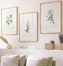 Conjunto Quadro Flores Minimalistas Amarelas E Brancas "