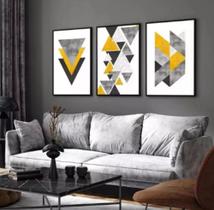 Conjunto Quadro Geométrico Amarelo "