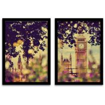 Conjunto Quadros 2pçs 40X60 Londres Moldura Preta