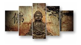 Conjunto Quadros Decorativo Buda Mosaico 5 Partes Sala