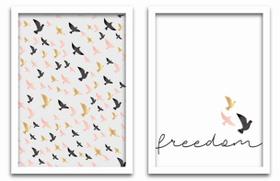 Conjunto Quadros Decorativos 2 Peças 40x60 Freedom Pássaros