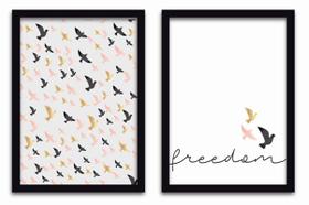 Conjunto Quadros Decorativos 2 Peças 40x60 Freedom Pássaros