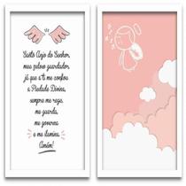 Conjunto Quadros Decorativos 2 Peças 40X60 Menina Anjo Titulo Moldura Branca Conjunto Quadros Decorativos 2 Peças 40X60 Menina Anjo Titulo Moldura Branca