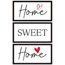 Conjunto Quadros Decorativos 3 peças 15x30 Home Sweet Home