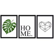 Conjunto Quadros Decorativos 3 peças 20x30 MDF Folha Home