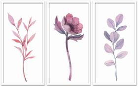 Conjunto Quadros Decorativos 3 peças 30x60 Flores