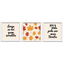 Conjunto Quadros Decorativos 3 peças 40x40 Folhas de Outono