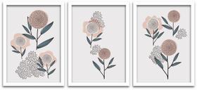 Conjunto Quadros Decorativos 3 peças 40x60 Flores