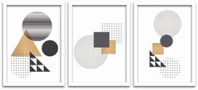 Conjunto Quadros Decorativos 3 peças 40x60 Formas 2 Conjunto Quadros Decorativos 3 peças 40x60 Formas 2
