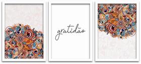 Conjunto Quadros Decorativos 3 peças MDF 20x30 Gratidão