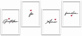 Conjunto Quadros Decorativos 4 pçs MDF 30x40 Amor e Familia
