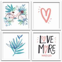 Conjunto Quadros Decorativos 4 peças 25x25 Love More Conjunto Quadros Decorativos 4 peças 25x25 Love More