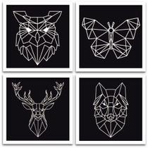 Conjunto Quadros Decorativos 4 peças 30x30 Animais Conjunto Quadros Decorativos 4 peças 30x30 Animais