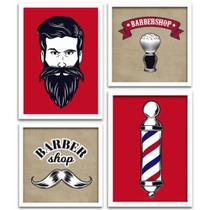 Conjunto Quadros Decorativos 4 peças Barber Shop