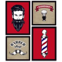 Conjunto Quadros Decorativos 4 peças Barber Shop