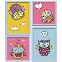 Conjunto Quadros Decorativos 4 peças Corujinha Conjunto Quadros Decorativos 4 peças Corujinha