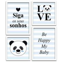 Conjunto Quadros Decorativos 4 peças Panda Baby