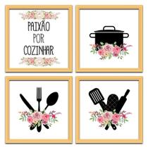 Conjunto Quadros Decorativos 4pç 20x20 Paixão por Cozinhar 2 Conjunto Quadros Decorativos 4pç 20x20 Paixão por Cozinhar 2