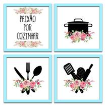 Conjunto Quadros Decorativos 4pç 20x20 Paixão por Cozinhar 2 Conjunto Quadros Decorativos 4pç 20x20 Paixão por Cozinhar 2