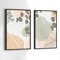 Conjunto Quadros Decorativos com Moldura Abstrato Cores Claras Kit 2 Quadros 30x40 Decoração Conjunto Quadros Decorativos com Moldura Abstrato Cores Claras Kit 2 Quadros 30x40 Decoração