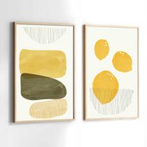 Conjunto Quadros Decorativos com Moldura Abstrato Formas Limão Kit 2 Quadros 30x40 Decoração Conjunto Quadros Decorativos com Moldura Abstrato Formas Limão Kit 2 Quadros 30x40 Decoração